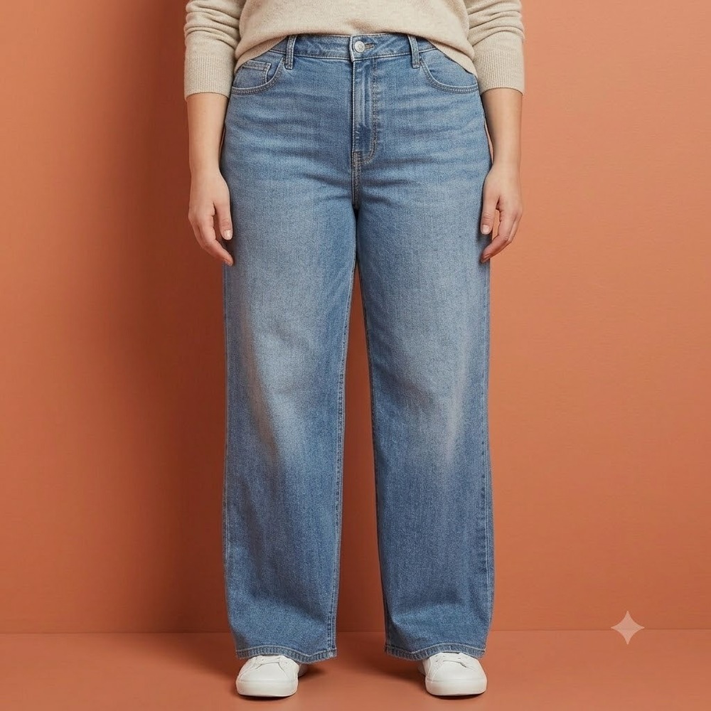 Old Navy High Rise‎ Wow Wide Leg Jeans Women's 18 Blue Stretch Denim